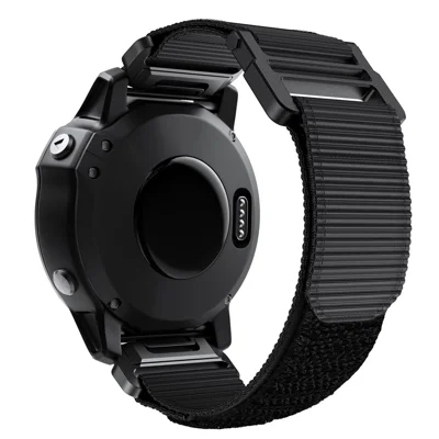 For Garmin Fenix 7X / 7X Pro 51mm / 6X QuickFit 26mm Watch Band Nylon Loop Adjustable Wrist Band - Black