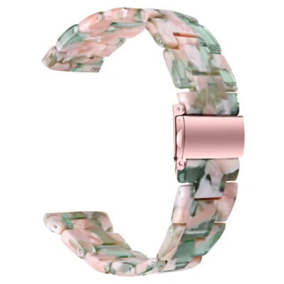 For FITVII HM08 Resin Watch Band Waterproof Replacement Watch Strap - Tortoiseshell Color - Pink / Green