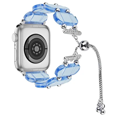 For Apple Watch Series 12 11 10 42mm / 9 8 7 41mm / SE3 SE2 SE 6 5 4 40mm / 3 2 1 38mm Watch Strap Resin Bracelet - Transparent Blue