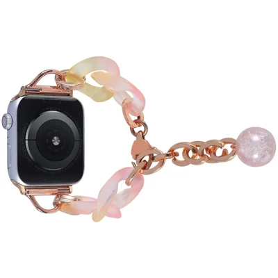 For Apple Watch Series 12 11 10 42mm / 9 8 7 41mm / SE3 SE2 SE 6 5 4 40mm / 3 2 1 38mm Strap Slim Resin Bracelet - Pink