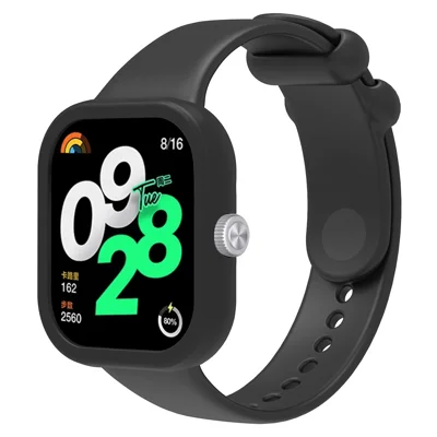 For Xiaomi Redmi Watch 4 Silicone Watch Band Wrist Strap with Watch Case - Black