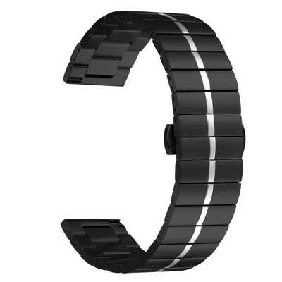 For Garmin Venu 3 Stainless Steel Smart Watch Strap Butterfly Buckle Wrist Band - Black+Silver