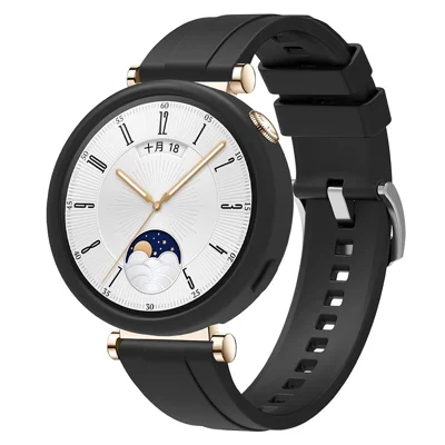 For Huawei Watch GT 4 41mm Replacement Silicone Band with Watch Case - Black
