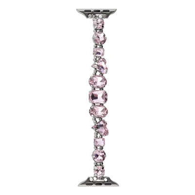Watch Bracelet For Apple Watch Series 12 11 10 42mm / 9 8 7 41mm / SE3 SE2 SE 6 5 4 40mm / 3 2 1 38mm Glass Diamond Decor Watch Strap  - Pink / Elastic