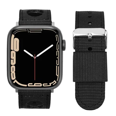 Nylon Watch Band For Apple Watch Series 12 11 10 42mm / 9 8 7 41mm / SE3 SE2 SE 6 5 4 40mm / 3 2 1 38mm Waterproof Replacement Strap - Black
