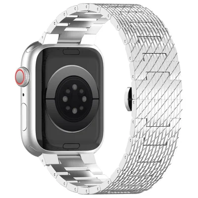 For Apple Watch Ultra 4 3 2 1 49mm / Series 12 11 10 46mm / 9 8 7 45mm / SE3 SE2 SE 6 5 4 44mm / 3 2 1 42mm Watch Bracelet Stainless Steel Strap - Silver