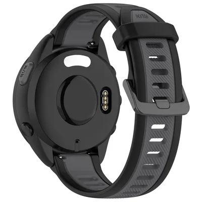 For Huawei Watch GT 2 / 3 / 3 Pro / Samsung Galaxy Watch6 Classic Silicone Band 20mm Dual-Color Textured Watch Strap - Black / Dark Grey