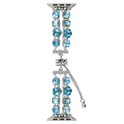 For Apple Watch Ultra 4 3 2 1 49mm / Series 12 11 10 46mm / 9 8 7 45mm / SE3 SE2 SE 6 5 4 44mm / 3 2 1 42mm Watch Band Rhinestone Chain Bracelet - Blue
