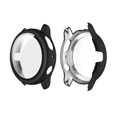 ENKAY HAT PRINCEENK-AC8205 Plating PC Frame Tempered Glass Protector Cover for Samsung Galaxy Watch Active2 44mm - Sort