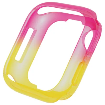For Apple Watch Series SE3 / SE2 / SE1 /  6 / 5 / 4 44mm  /  7  /  8  /  9 45mm Dual Color Translucent Matte TPU Watch Case - Pink+Yellow