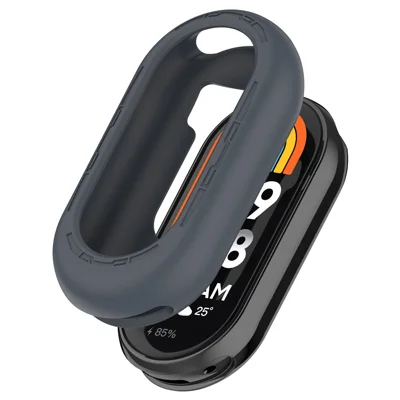 For Xiaomi Smart Band 9 / 9 NFC Silicone Watch Case Anti-Collision Protection Frame - Steel Grey