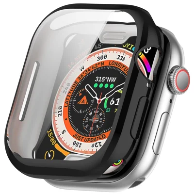 For Apple Watch Series 11 / 10 46mm Full Coverage Watch Cover Electroplated TPU Watch Case - Black