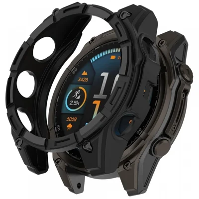 For Garmin Fenix 8 51mm TPU Watch Case Anti-Scratch Hollow Watch Frame Cover - Black