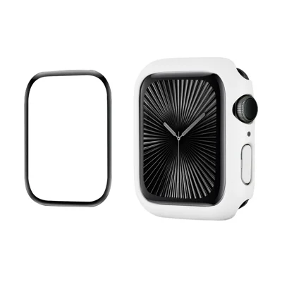 ENKAY HAT PRINCE For Apple Watch Series 11 / 10 42mm   Solid Color PC Watch Case Shockproof Cover with Full Coverage PMMA Soft Film - White