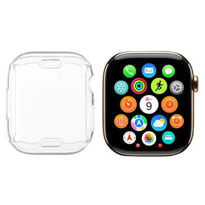 For Apple Watch Series 9 / 8 / 7 41mm Watch Case Full Coverage Flexible TPU Protective Cover - Transparent White