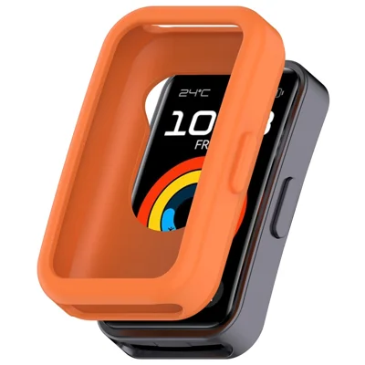 For Huawei Band 9 / Band 8 Watch Case Soft Silicone Hollow Watch Frame Cover - Orange