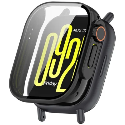 For Xiaomi Redmi Watch 5 Active PC Tempered Glass Integrated Watch Case Full Coverage Protector - Black