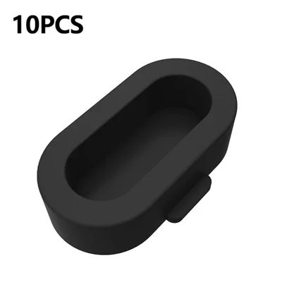 10Pcs For Garmin Watch Charging Port Dust Plugs Silicone Protective Covers - Black
