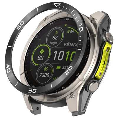For Garmin Tactix 8 51mm SOLAR Version Stainless Steel Bezel Protection Scratch Resistant Ring - Black+White