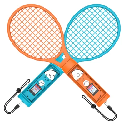 JYS-NS2266 Voor Nintendo Switch 2 Linker en Rechter Joy-Con Handvat Houder Tennisslag met Lanyard - Blauw+Rood