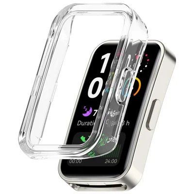 غطاء ساعة لساعة Huawei Band 10 NFC / 10 / 9 NFC / 9 / 8 NFC / 8، غطاء واقي شبه مغطى مجوف من مادة البولي كربونات الشفافة