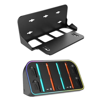 HBS-2807 For Nintendo Switch 2 Joy-Con Handle 4-Slot Wall Mounted Charging Dock Storage Bracket with RGB Light
