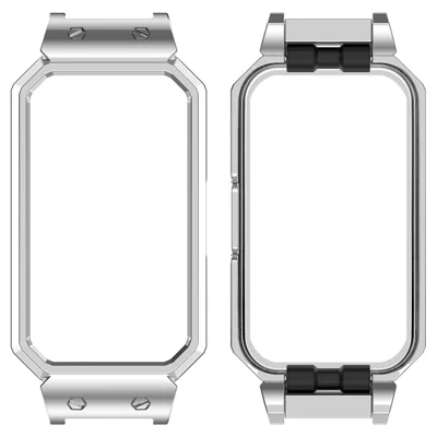 حالة ساعة لـ Huawei Band 10 / 9 / 8 / 9 NFC / 8 NFC إطار واقي معدني بمسامير 12 مم - فضي