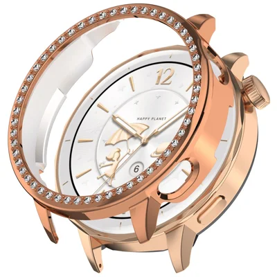 For Oppo Watch X2 Mini / OnePlus Watch 3 43mm Watch Case Rhinestone Decorative Hollow Design Electroplating PC Watch Cover - Rose Gold