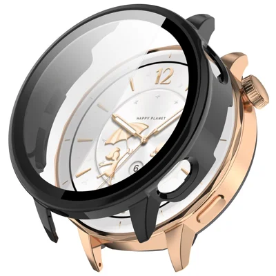 For Oppo Watch X2 Mini / OnePlus Watch 3 43mm Watch Case PC Frame Cover with Tempered Glass Screen Film - Black