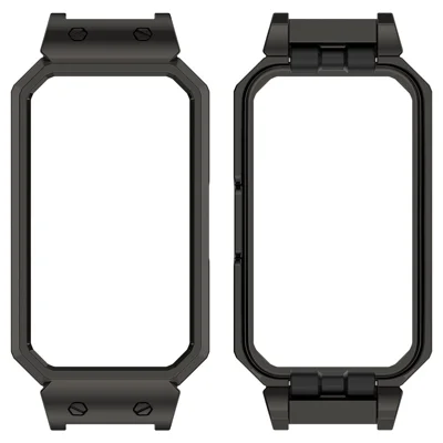 Voor Huawei Band 10 / 9 / 8 Metalen Horlogebehuizing Vierkante Beschermhoes 12mm Binnendiameter - Zwart