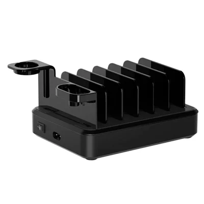018-3PD-2 6-ports USB-oplader 110 W PD QC 3.0 Smart-opladestation til iPhone / iPad / iWatch / AirPods - Sort / EU-stik