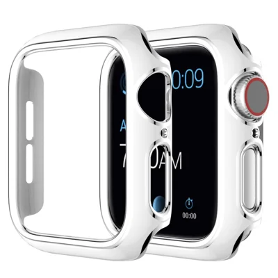 Electroplating PC Frame Protective Cover for Apple Watch Series SE3 / SE2 / SE1 /  6 / 5 / 4 40mm - White / Silver