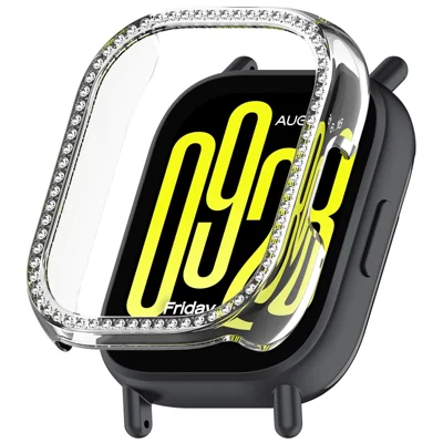For Xiaomi Redmi Watch 5 Lite Clear Watch Case Rhinestone Decorative Hollow Design PC Watch Cover