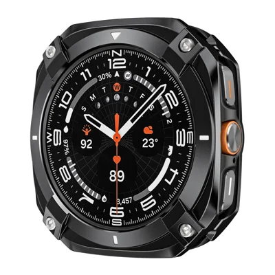 For Samsung Galaxy Watch Ultra (2025) 47mm / Ultra 47mm Protective Case Cyber Style Metal PC Watch Cover - Black / White