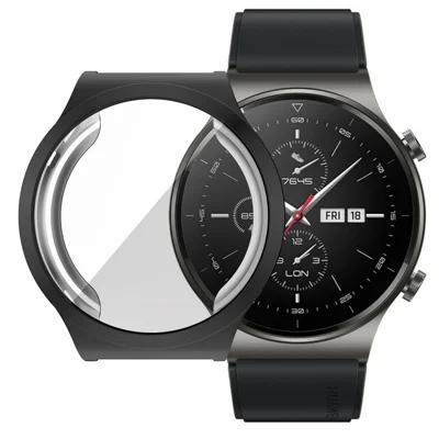 TPU Full Coverage Electroplating Protective Shell Case Cover for Huawei Watch GT 2 Pro - Black
