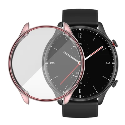 Soft TPU Electroplated Anti-Scratch Smart Watch Frame Case Cover for Huami Amazfit GTR2 - Pink