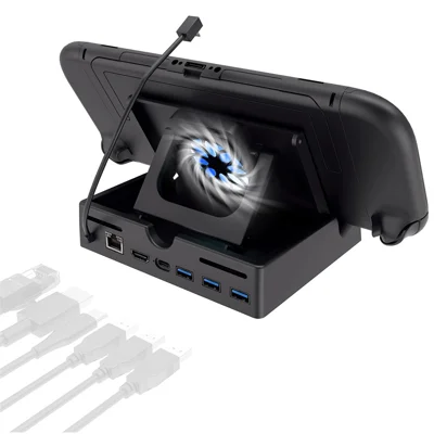 For Nintendo Switch 2 / Asus ROG Ally (2023) Multifunction Cooling Dock Expansion Hub PD 100W Fast Charging Stand with Fan