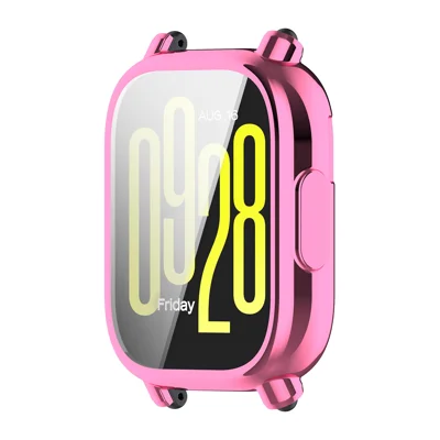 ENKAY HAT PRINCE For Xiaomi Redmi Watch 5 Lite TPU Watch Case   Electroplating Watch Cover with Screen Protector - Pink