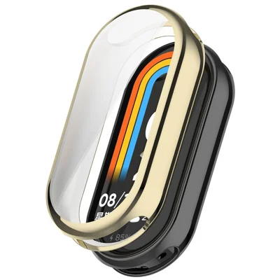 For Xiaomi Smart Band 10 Ceramic / 9 Ceramic / 8 Watch Case Electroplating Full Wrapped TPU Cover - Light Gold