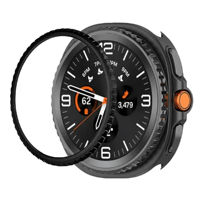 For Samsung Galaxy Watch8 Classic 46mm Watch Bezel Scratch Resistant Metal Protective Ring - Electroplated Black