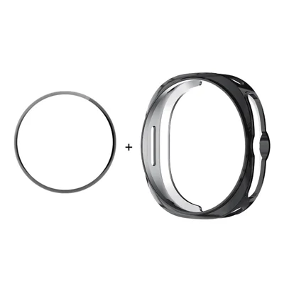 ENKAY HAT PRINCE For Samsung Galaxy Watch8 Classic 46mm Case with PMMA Screen Film TPU Watch Cover - Black