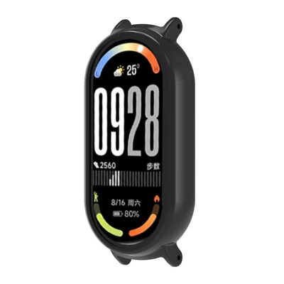 For Xiaomi Smart Band 10 Ceramic Watch Case Hollow PC Watch Protective Cover - Black
