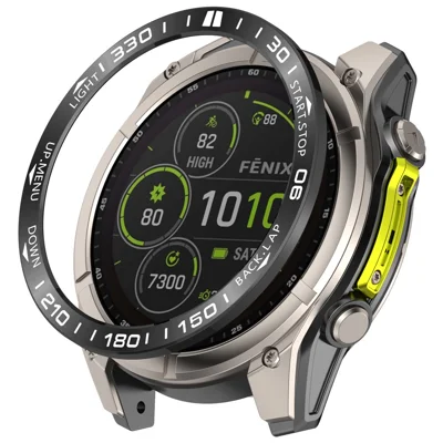 For Garmin quatix 8 47mm Watch Bezel Stainless Steel Protective Ring - Black / White