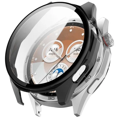 For Huawei Watch GT 6 46mm Hard PC Watch Case with Tempered Glass Screen Film - Black