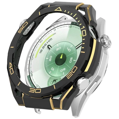 PC Protective Case for Huawei Watch GT 6 46mm Smart Watch Transfer Cover Shell Scratch Resistant - Black  /  Gold