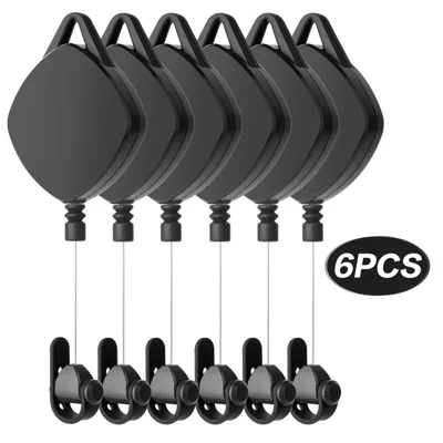 6PCS VR Cable Management System Retractable Ceiling Pulley for VR Headset Cable Organizer Accessories - Black