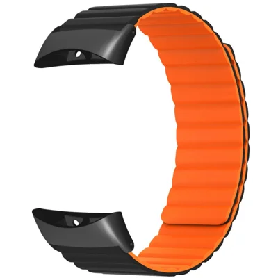 Replacement Strap for Garmin Forerunner 45S / Forerunner 45 / Swim 2 Magnetic Silicone Watch Band - Black+Orange