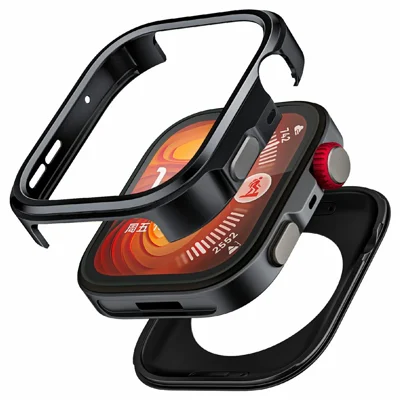 Schutzhülle für Huawei Watch Fit 4 Pro aus Zinklegierung und PC, hohler Schutzcover – Schwarz