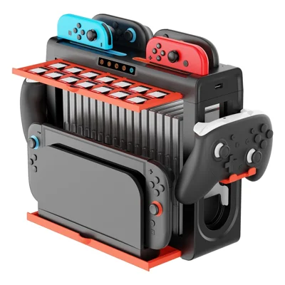 IPEGA PG-SW2027 Charging Dock for Nintendo Switch  /  Switch 2 Storage Holder Charging Stand with 8 Slot Controller Charger  /  USB Port  /  Game Card Slots