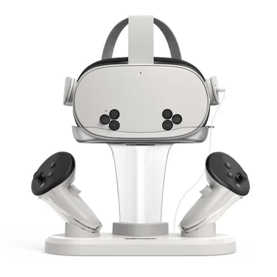 STARTRC GAMES Station d'Accueil de Chargement pour Meta Quest 3 / 3S avec Deux Batteries, Lumière Ambiante RGB, Support de Rangement pour Casque VR